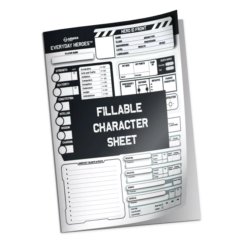 Everyday Heroes Fillable Character Sheet